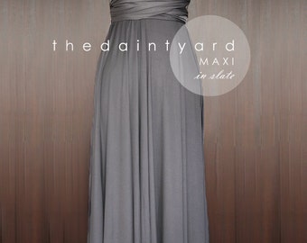 MAXI Slate Bridesmaid Dress Convertible Dress Infinity Dress Multiway Dress Wrap Dress Prom Dress Full Length Dress Wedding Dress Cocktail
