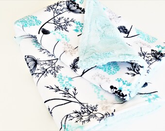 Mint Queen Anne's Lace Minky Baby Blanket - Ready to Ship