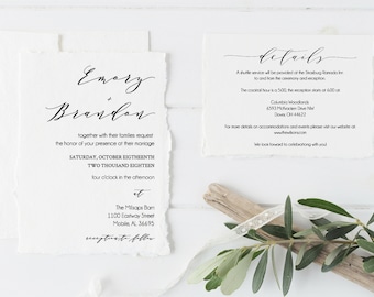 Printable Invitation, Invitation Template, Wedding Invitations, Modern Calligraphy, Wedding Invite, Rustic Wedding, PDF Download Invitation