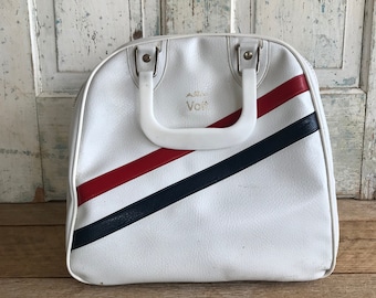 Vintage AMF Voit Bowling Bag White Red Blue Stripe