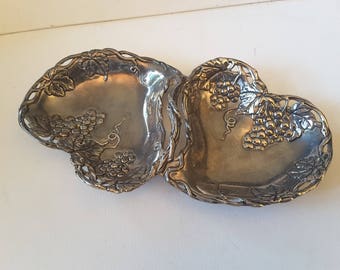 Silver plate? Double grape design tray