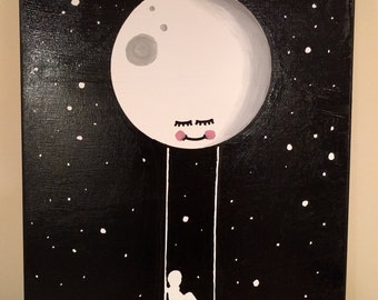 Hand painted in oil - the Man in the Moon