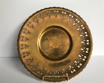 Vintage brass decorative plate.