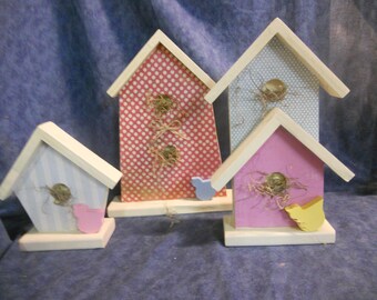 Country Wood Birdhouse Shelf Sitters