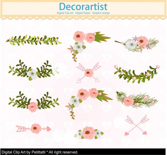 ON SALE Flowers corner clipart pink floral border