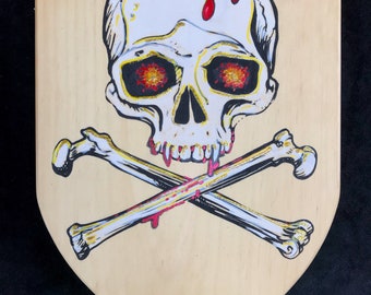Jolly Roger (Skull and Crossbones) Shield (Wood, White Pine)