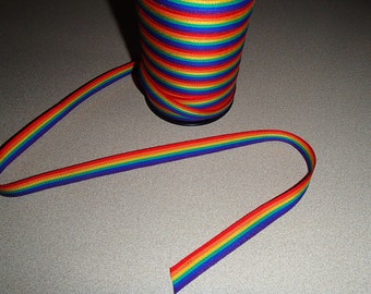 Swedish Cotton Fabric Ribbon Trim - 5 yard piece - Rainbow Pride