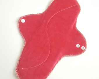 Organic Bamboo Velour Cloth Mama Pad Maxi With Wings HEAVY FLOW ... So soft 12 inch .. Hot Pink Dyed FREE Shipping