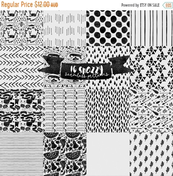 70% OFF Sale Digital paper Seamless Seamless Snazzy Patterns - PNG, Photoshop PAT and Watercolor Papers