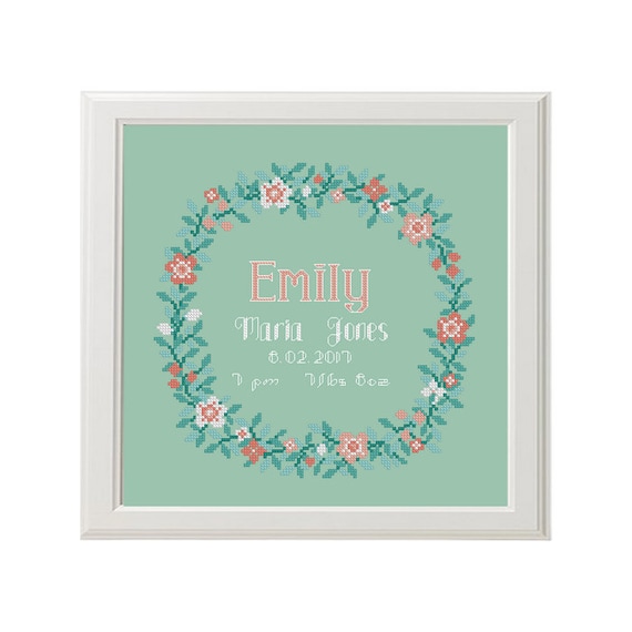 birth announcement Cross Stitch pattern custom name and date