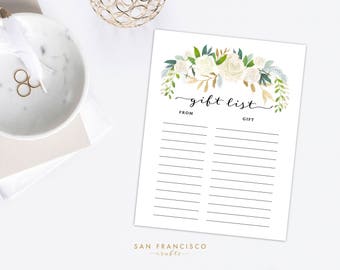 Bridal Shower Gift List Printable DIY Mason Jar Design with