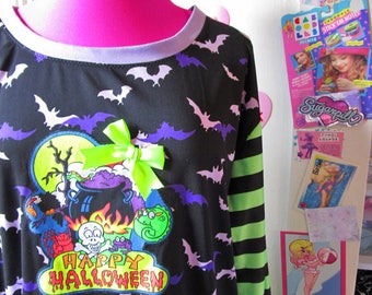 Halloween sweater, gothic longsleeve shirt oversize pullover size XL extra large plus size 2X