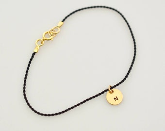 14K Gold Fill and Nylon Cord Bracelet, Sterling Silver and Nylon Cord Bracelet, Black Thin Nylon Cord Bracelet, Thin Layering Bracelet