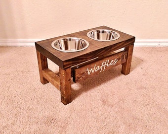 Dog Bowl Feeder - Medium Dog Feeder - Farmhouse Style - Rustic Dog Bowl Stand - Raised Dog Bowl Feeder - Elevated Dog Feeder - Personalized