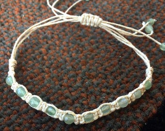 Green Aventurine knotted on Hemp