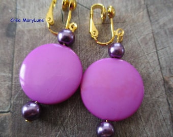 Clip earrings for non-pierced ears purple