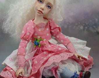 OOAK art doll Handmade doll Boho fabric doll Interior doll Clay doll Cloth body Gift ideas Fairy doll Artist doll Handmade doll Gift for her