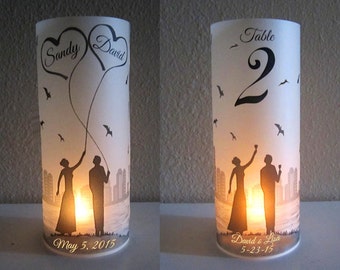 12 Personalized Wedding Centerpiece Luminaries City skyline Table Decoration