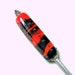 glass bead hair accessory, beaded hairstick, lampwork hair stick, beaded hair pick, Julie VanEmber glass, red black glass, beaded shawl pick