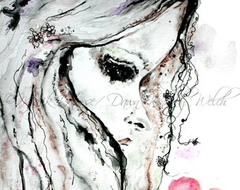 Girl Art, Woman Art, Art Print, Watercolor Print, Watercolor Painting, Home Decor, Heart, Majik Horse