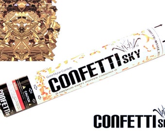12" Gold Mylar Confetti Cannon | Wedding Favor | Party Popper | Smoke Alternative | Balloon Alternative | Table Decor