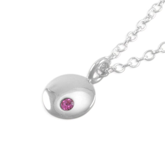 Little Girls Birthstone Necklace. Sterling Silver birthday