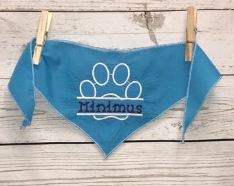 Dog bandana, Personalized bandana, monogrammed dog bandana, puppy paws bandana, dog accessories, dog gift, embroidered dog bandana, pet, dog