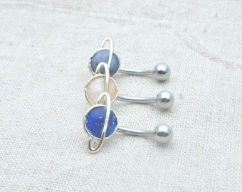 Sale-planet belly ring,saturn navel ring,planet belly button rings,gift for her