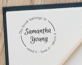 This Book Belongs to - From the library of - Custom Name Stamp -Handmade Stamp - Teacher stamp - Classroom stamp - Custom Rubber Stamp R657