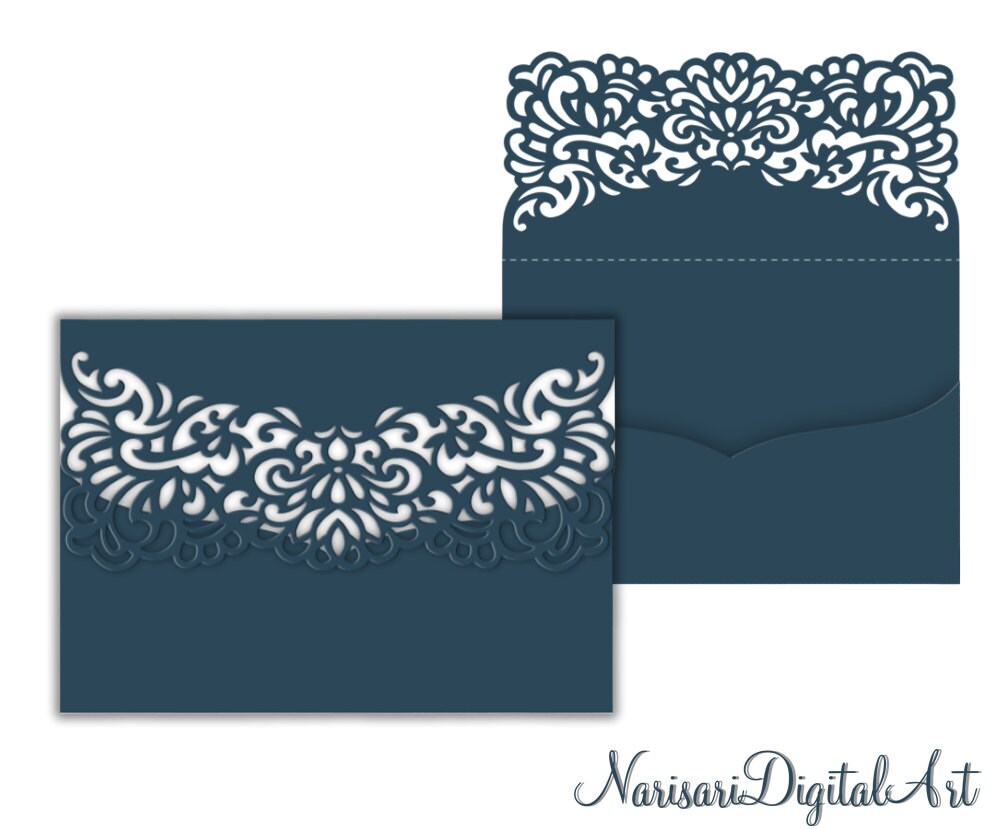 Download Wedding Invitation Pocket Envelope 5x7 SVG Template