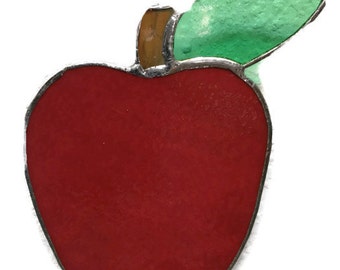 Stained glass apple suncatcher tiffany home decor