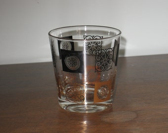 Vintage 1950's Black and Gold Patterned Tumbler