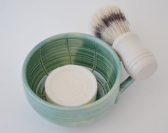 Shaving Dish, Green Shaving Mug, Wet Shave Dish, Gift for Him, Made to Order