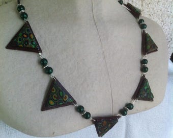 Yellow/brown/green mosaic necklace