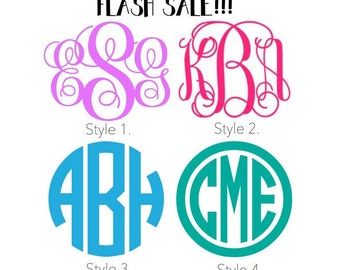 FLASH SALE - Monogram Decal Sticker, Car Monogram Decal, Tumbler Cup Monogram Decal, Vinyl Monogram Decal, Yeti Cup Monogram Decal, Initials