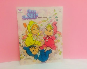 Itsy Bitsy Beans, Paper Doll Book, Vintage Whitman Paper Dolls, 1970s Mattel Doll, Cute Vintage Girl Toys, Uncut Unpunched Unused, Doll Book