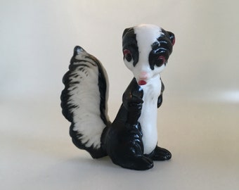 Miniature Skunk Figurine, Vintage Bone China Ceramic Animal