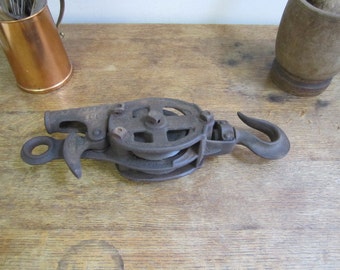 Cast Iron Pulley Hoist no. 12 Barn Pulley Industrial Home Decor. Antique Come Along Pulley. Large Cast Iron Pulley Hoist. Mechanical decor