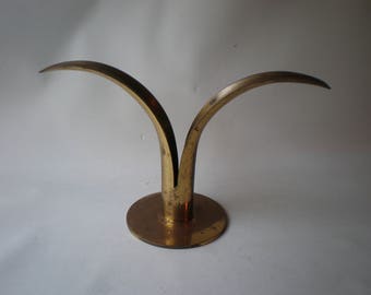 Scandinavian Gold Brass Lily Candle Holder by Ivar Alenius Bjork for Ystad - Metall of Sweden