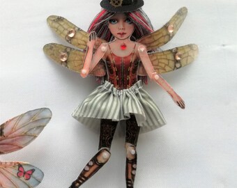 Fiona - Steampunk Doll - Articulated Doll - Jewelry puppet
