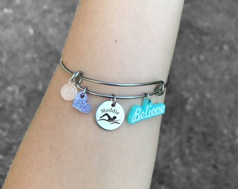 Swim Gifts, Swim Bracelet, Swimmer Jewelry, Gifts for Swimmers, Swimmer Bracelet, Swimming Bracelet, Swimming Gift