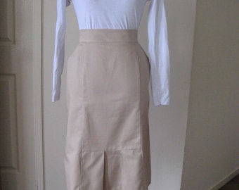 80s Inspired Straight Tan Skirt/ Waist High Skirt/ Caramel Pencil Skirt