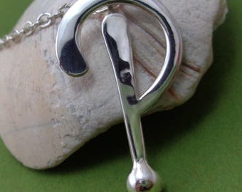 Interrobang: Sterling Silver Question Mark Exclamation Point Combination Typography Pendant Necklace