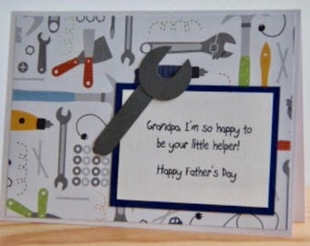 Father's Day Card for Grandpa. Tool Father's Day card from child. Grandpa's little helper. Tool Card