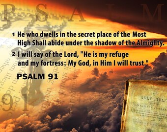 Psalm 91 Poster Bible Scripture Quote Inspirational Art Print (18x24)