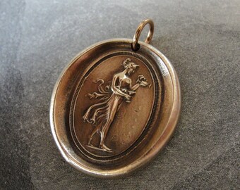 Hebe wax seal charm - Goddess of Youth - antique wax seal jewelry after Antonio Canova