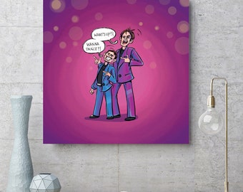 The ROXBURY Bros - 10 x 10 in GICLEE Art Print - Digital Illustration - SNL Legends - Comedy and Entertainment Art - Saturday Night Live Art