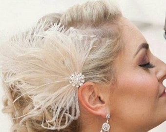 Wedding Fascinator, Feather Fascinator, Bridal Accessories, Bridal Hair Clip, Ivory headpiece, Wedding Hair Piece, Bridal Headpiece