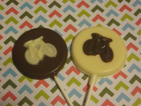 One dozen round lollipop suckers with bicycles party favors
