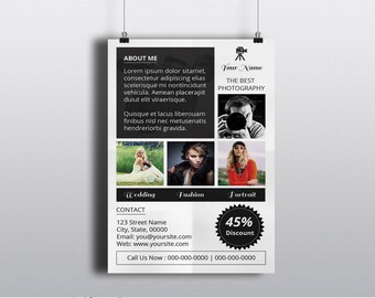 Printable Photography Flyer Template | Studio Flyer | Marketing Template for Photographer | Photoshop & Elements Template | Instant Download